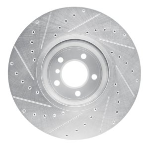 BMW ALPINA B7 Brake Rotor (1) - Front Right - R1 Concepts - Drilled & Slotted - Silver - `07-`08